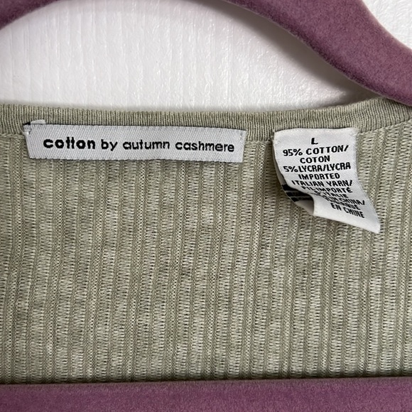 Autumn Cashmere - Sage green, lightweight knit sweater. Bell 3/4 sleeve - Picture 2 of 5